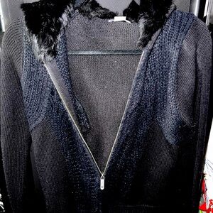 Armani Exchange Sweater with Fur Hood